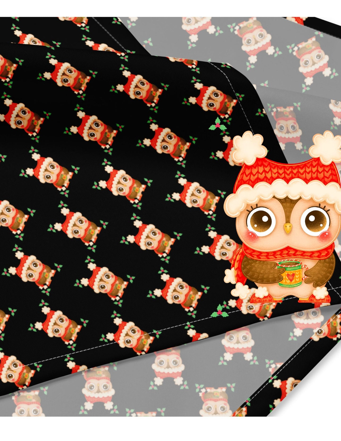 Christmas Owl All-Over Print Black bandana