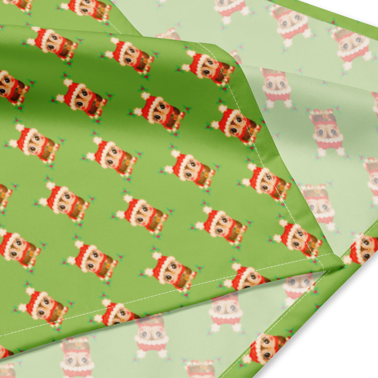 Christmas Owl Green BG All-Over Print Bandana