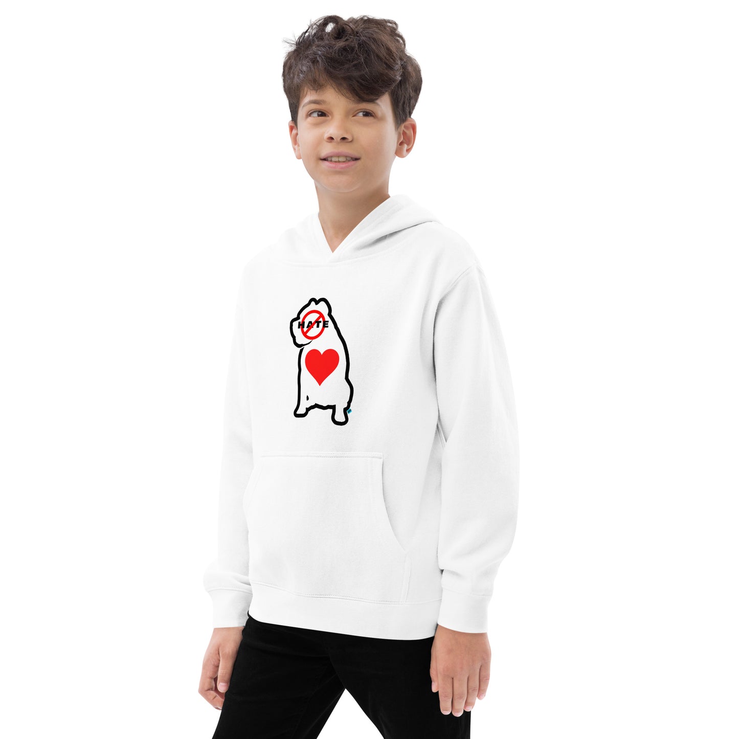 Sudadera con capucha de forro polar unisex No Hate Heart Kids S-XL