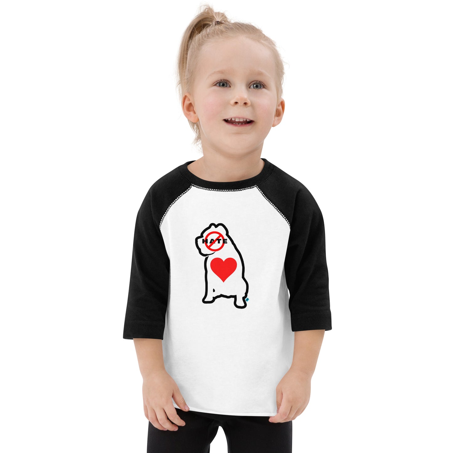 No Hate Heart Toddler 2t-6 Baseball Shirt