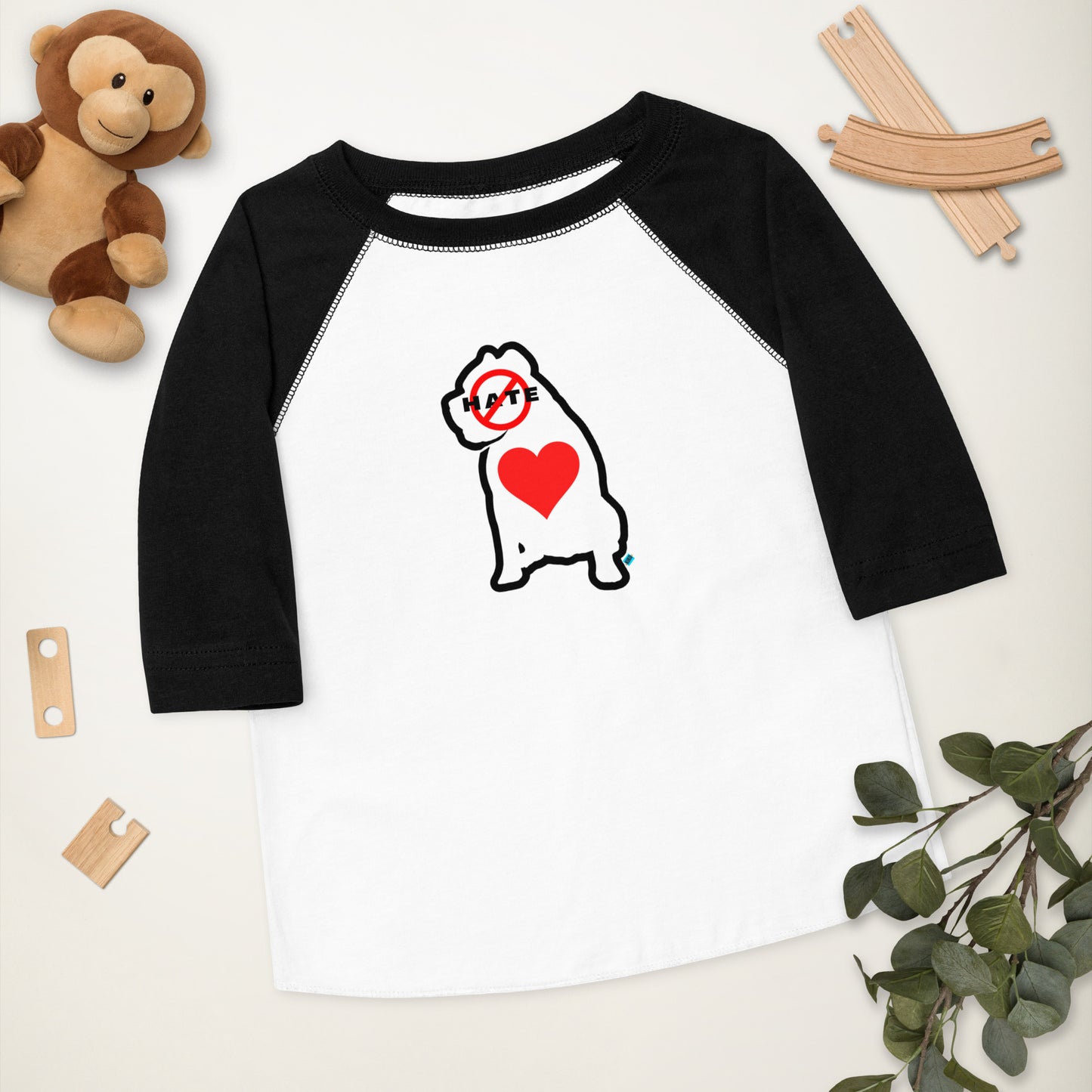 No Hate Heart Toddler 2t-6 Baseball Shirt