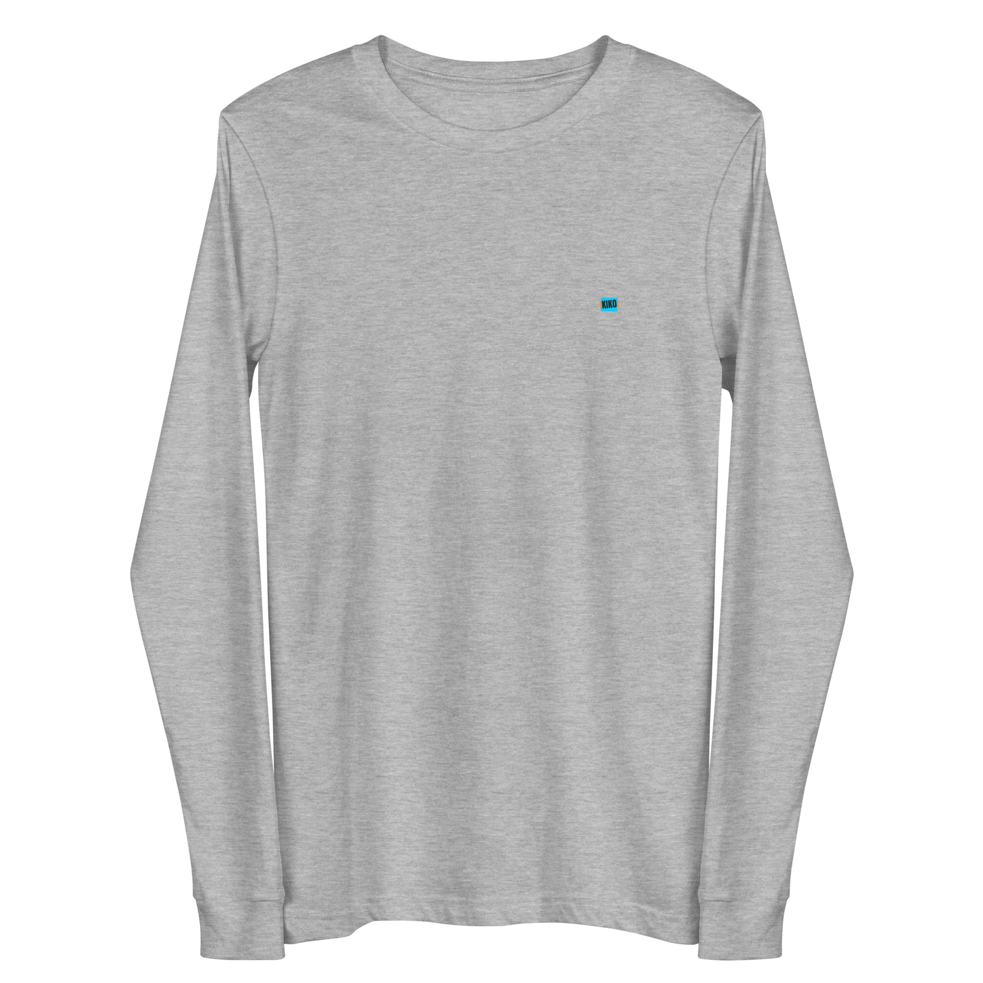 athletic heather gray long sleeve t-shirt with kiko logo left chest