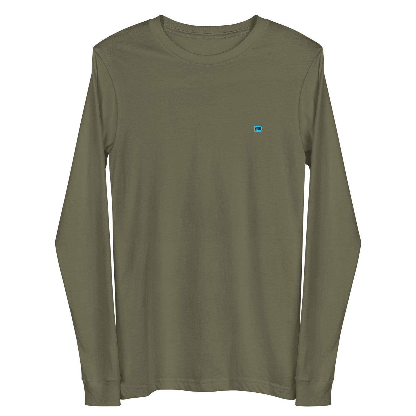 military green long sleeve t-shirt with kiko logo left chest