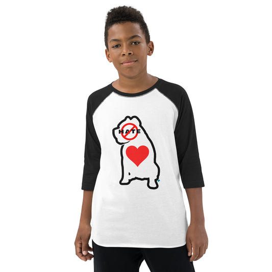 No Hate Heart Youth S-XL Baseball Shirt